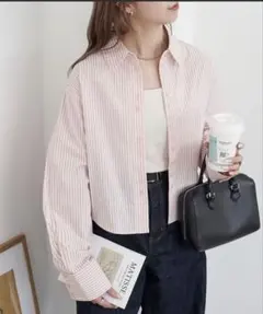 DISCOAT⭐︎ストライプクロップドシャツ