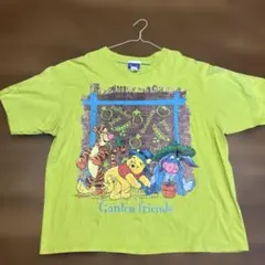 プーさん　古着　ヴィンテージTシャツ　ライムイエロー　ディズニー