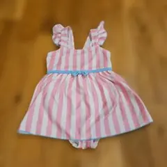 【美品】キッズ ストライプワンピース水着