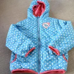 水色ハート模様フード付きジャケット110