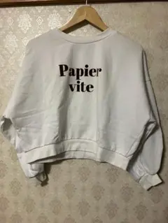 イング　裏起毛　トップス　ロゴ　ショート丈