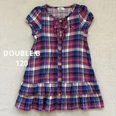 DOUBLE.B Miki House チェック柄 半袖ワンピース 120 美品のサムネイル