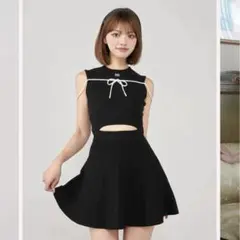 ダーリッチ Darich ウエストオープンストリングニットミニワンピース BLK