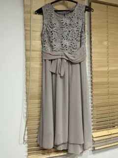 グレー レーストップ Aライン パーティードレス