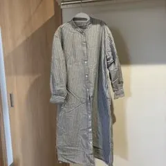 無印良品　スタンドカラーシャツワンピース　L