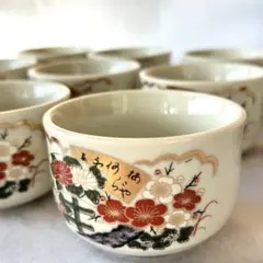 【訳あり】九谷焼 湯呑揃 10客セット 赤絵 金彩 和食器 未使用