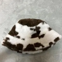 牛柄フリースバケットハット　バケハ　モコモコ　帽子