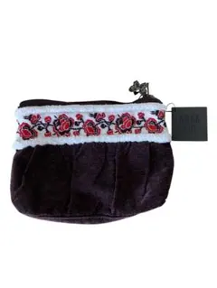 【新品タグ付】ANNA SUI アナスイ ポーチ 花柄刺繍 ミラー付