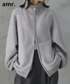 amr.　アムレ　ブークレダブルジップニットブルゾン　グレー　F