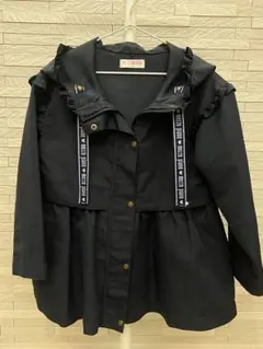 極美品　メゾピアノ　ネイビー フリル　フードジャケット　130