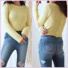 スパイラルガール ショートニットトップス イエロー