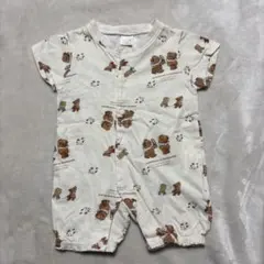 動物柄　クリーム　ロンパース　60 70 tete a tete