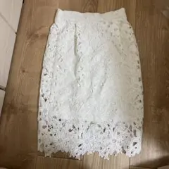 ナノユニバース　ホワイトレースタイトスカート36