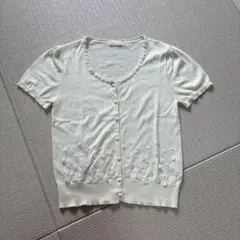 【大特価】レストローズ　花柄刺繍 半袖カーディガン サイズ2
