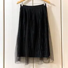 ベロア シフォン チュール ドッキングスカート ブラック 黒(M)