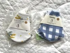 KONNY ベビービブ 2枚セット 花柄 チェック柄