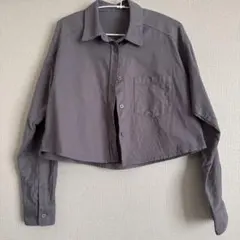 GU オックスフォードシャツ ショート丈　グレー