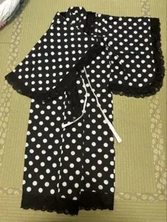 子供の浴衣 130cm～140cmくらい 黒色 水玉 レースのサムネイル