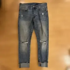 ダメージ加工ブルースキニーデニム 34/30