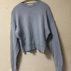 UNIQLO スムースコットンクルーネックセーター ブルー M