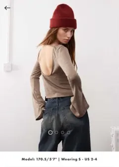 ！最終値下げ！ASOS ブラウン フレアスリーブ Tシャツ Sサイズ