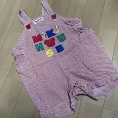 オールドミキハウス オーバーオール80cm 赤白ストライプ