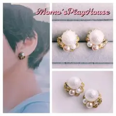 ビジューピアス / コットンパール ビジュー キラキラ 高見え 高級感