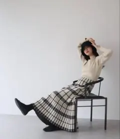 BLUEEAST チェックジャガードニットワンピース　M相当