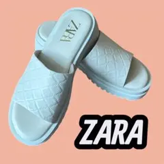 【ZARA（ザラ）/ 厚底キルティングサンダル 23.5cm】