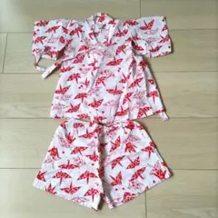 ベビー　甚平　浴衣　夏祭り　女の子服　90サイズ　レトロデザイン