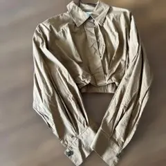 ZARA ザラ　ブラウン　クロップドシャツ 長袖 XS トップス