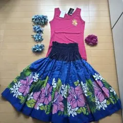 フラダンス用パウスカートと新品タグ付きアビバーレタンクトップセット