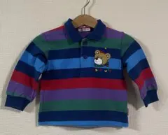 レトロ　ミキハウス　ボーダー　ポロシャツ　長袖　くま　80サイズ