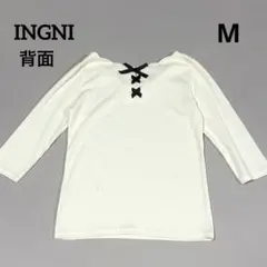 INGNI 7分袖カットソー バックレースアップ リボン付き ホワイト