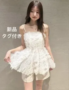 SNIDEL 24SS チュール刺繍ベアペプラムTOPS