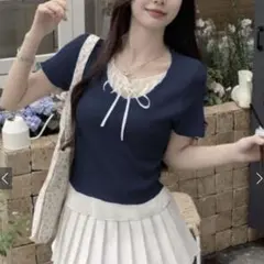 GRL グレイル フリルレイヤード風リボントップス