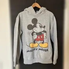 ディズニー✨ミッキーマウス グレー プリント パーカー L 古着 ヴィンテージ