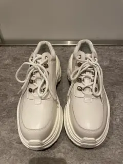 最終値下げ ホワイト 厚底スニーカー レースアップ