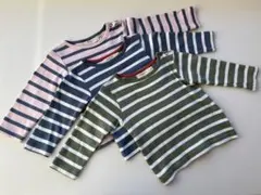 PIGEON ストライプ長袖Tシャツ 1-2Y 3色セット