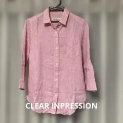 Clear Impression リネン100%シャツ ピンク 七分袖