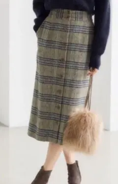 green label relaxing タイトロングスカート　チェック