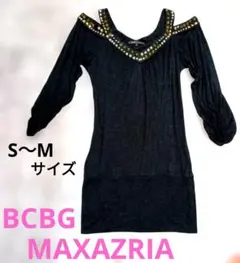BCBGMAXAZRIA ビジュー装飾 コールドショルダーミニワンピース肩見せのサムネイル
