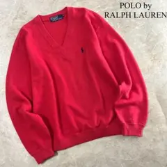 POLO by RALPH LAUREN Ｖネック 長袖 ニット セーター 赤