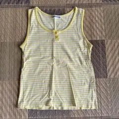 黄色と白のストライプ ノースリーブタンクトップ