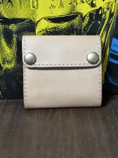 国産ステアヌメ革　三つ折りコンパクトウォレット　ナチュラル