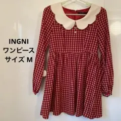 INGNI 赤 花柄 長袖 ワンピース