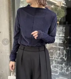 CAPRICIEUX LE'MAGE メローベロアＴシャツ　ネイビーのサムネイル