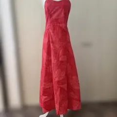 フラダンスドレス ロング丈 レッド ボタニカル柄のサムネイル