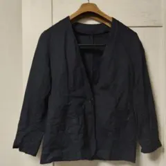 GU 綿・麻ノーカラージャケット ダークブルーのサムネイル