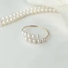 【ラスト一点】あこやベビーパールリング　あこや真珠14kgf No.222